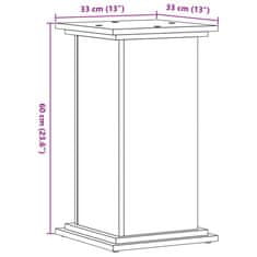 Vidaxl Stojalo za rastline dimljeni hrast 33x33x60 cm inženirski les