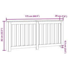 Vidaxl Pokrov za radiator siv sonoma 175x20x82 cm inženirski les