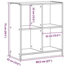 Vidaxl Knjižna omara artisan hrast 68,5x32x75 cm inženirski les