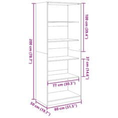 Vidaxl Garderobna omara bela 80x50x200 cm inženirski les