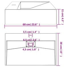 Vidaxl Umivalnik 60x38x11 cm liti mineral/ liti marmor antracit