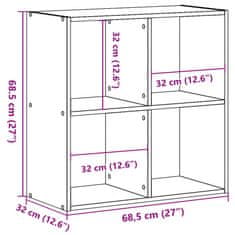 Vidaxl Knjižna omara siva sonoma 68,5x32x68,5 cm inženirski les