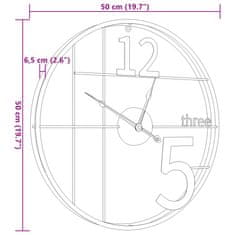 Vidaxl Stenska ura črna Ø50 cm železo