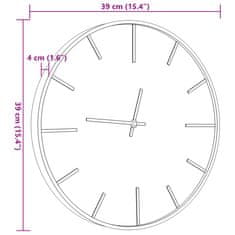 Vidaxl Stenska ura rjava Ø39 cm železo in inženirski les