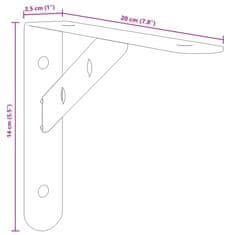 Vidaxl Nosilec za polico 4 kosi 20x2,5x14 cm črno nerjaveče jeklo