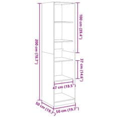 Vidaxl Garderobna omara siva sonoma 50x50x200 cm inženirski les