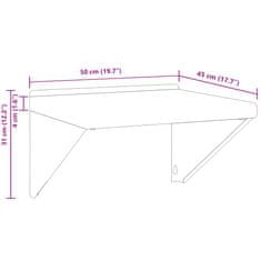 Vidaxl Stenska polica 50x45x31cm srebrna nerjaveče jeklo