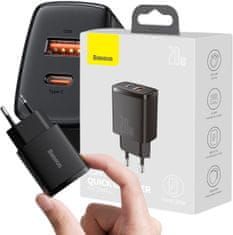 BASEUS Baseus Compact Quick Charger CCXJ-B01 20W 1x USB-A 1x USB-C PD 3.0 QC 3.0 BLACK