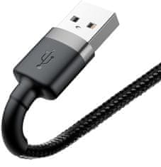 BASEUS Kabel USB-A / Lightning za iPhone Baseus Cafule CALKLF-RG1 300cm Apple 2A Črna/siva v ovitku