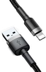 BASEUS Kabel USB-A / Lightning za iPhone Baseus Cafule CALKLF-RG1 300cm Apple 2A Črna/siva v ovitku