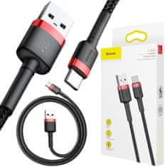 BASEUS KABEL USB-A / USB-C Baseus Cafule CATKLF-A91 50cm 3A QC 3.0 Črni / rdeči kabel