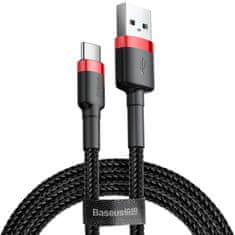 BASEUS KABEL USB-A / USB-C Baseus Cafule CATKLF-A91 50cm 3A QC 3.0 Črni / rdeči kabel