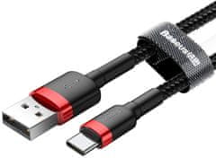 BASEUS KABEL USB-A / USB-C Baseus Cafule CATKLF-A91 50cm 3A QC 3.0 Črni / rdeči kabel