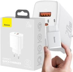 BASEUS Baseus Compact Quick Charger CCXJ-B02 20W 1x USB-A 1x USB-C PD 3.0 QC 3.0 BELA