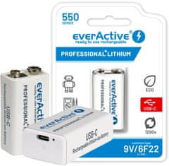 everActive Polnilna baterija 6F22 Li-Ion everActive 9V 550mAh z vtičnico USB-C