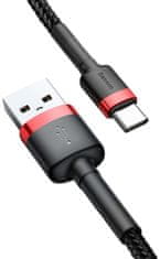 BASEUS KABEL USB-A / USB-C Baseus Cafule CATKLF-U91 300cm 2A QC 3.0 Črni/rdeči kabel