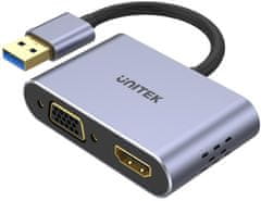 Unitek Unitekov adapter V1304A USB-A na HDMI in VGA, FullHD