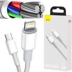 BASEUS Kabel USB-C / Lightning za iPhone Baseus Cafule CATLGD-02 1m 20W PD Hitro polnjenje BELI V OBLAKU