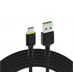 Green Cell Kabel USB-A -&gt; USB-C Zelena celica RAY 200cm GREEN LED QUICK CHARGE 3.0 KABGC13
