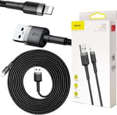 BASEUS Kabel USB-A / Lightning za iPhone Baseus Cafule CALKLF-RG1 300cm Apple 2A Črna/siva v ovitku