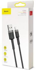 BASEUS Kabel USB-A / Lightning za iPhone Baseus Cafule CALKLF-RG1 300cm Apple 2A Črna/siva v ovitku