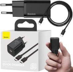 BASEUS Baseus Super Si hitri polnilec 1C TZCCSUP-L01 25W 1x USB-C PD 3.0 QC 3.0 + KABEL