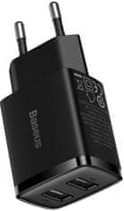 BASEUS Baseusov kompaktni polnilec CCXJ010201 10,5W 2x USB-A ČERNO