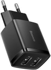 BASEUS Baseusov kompaktni polnilec CCXJ010201 10,5W 2x USB-A ČERNO