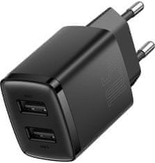 BASEUS Baseusov kompaktni polnilec CCXJ010201 10,5W 2x USB-A ČERNO