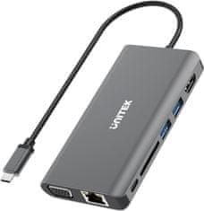 Unitek Unitekov adapter D1019A HUB 8v1 USB3.1 Type-C s 100W Power Delivery