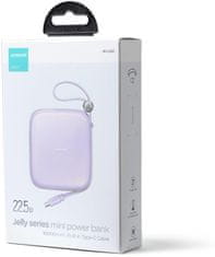 Joyroom Joyroom Jelly Series JR-L002 10000mAh 22,5W PD QC powerbank s kablom 1x USB-A 1x USB-C vijolična