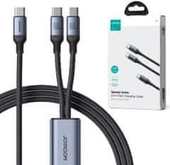 Joyroom 2v1 USB-C / 2x USB-C Joyroom Speedy SA21-1T2 150cm 100W pleteni kabel črne barve