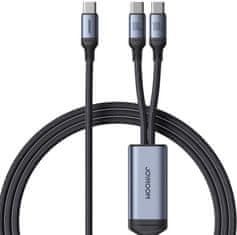 Joyroom 2v1 USB-C / 2x USB-C Joyroom Speedy SA21-1T2 150cm 100W pleteni kabel črne barve