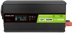 Green Cell Zelena celica PowerInverter LCD 12V -&gt; 230V 500W/1000W ČISTO SINUSOIDA
