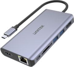 Unitek Adapter Unitek D1056A Vozlišče USB-C 2x USB 3.1 HDMI DP RJ45 readerSD