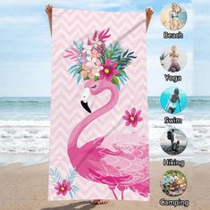 Ljubki dom Brisača za plažo FLAMINGO WITH FLOWERS 70 x 150 cm pisana