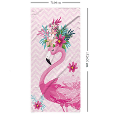 Ljubki dom Brisača za plažo FLAMINGO WITH FLOWERS 70 x 150 cm pisana