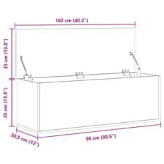 Vidaxl Škatla za shranjevanje betonsko siva 102x35x35cm inženirski les