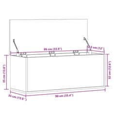 Vidaxl Škatla za shranjevanje siva sonoma 90x35x35 cm inženirski les