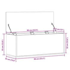 Vidaxl Škatla za shranjevanje sonoma hrast 90x35x35 cm inženirski les