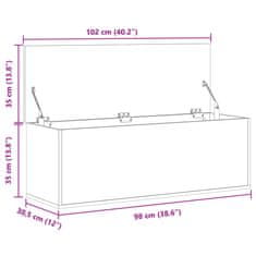 Vidaxl Škatla za shranjevanje bela 102x35x35 cm inženirski les