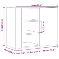 Vidaxl Stenska omarica črna 75x35x60 cm inženirski les