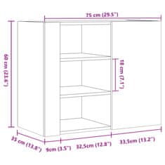 Vidaxl Stenska omarica betonsko siva 75x35x60 cm inženirski les