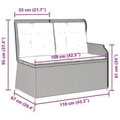 Vidaxl Vrtna klop z blazinami bež poli ratan