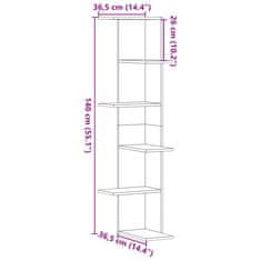 Vidaxl Stenska kotna polica dimljeni hrast 36,5x36,5x140 cm inž. les