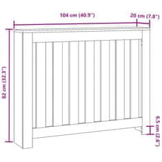 Vidaxl Pokrov za radiator siv sonoma 104x20x82 cm inženirski les