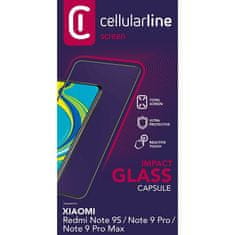 CellularLine  zaščitno steklo CAPSULE, Xiaomi Redmi Note 9S / 9 Pro, črno