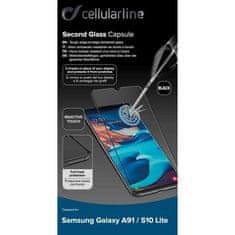 CellularLine zaščitno steklo CAPSULE, Galaxy A91 / S10 Lite, črno