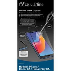 CellularLine zaščitno steklo CAPSULE, Huawei Y6 2019 / Y6S / Honor 8A / Honor Play 8A, črn