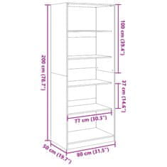 Vidaxl Garderobna omara sonoma hrast 80x50x200 cm inženirski les